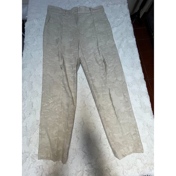 Brunello Cucinelli Women's High Rise Chino Pants Size 6 Textured Floral Gray
